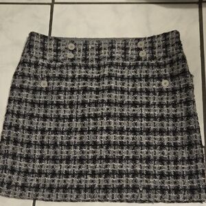 Women's Black and Gray Tweed Skirt